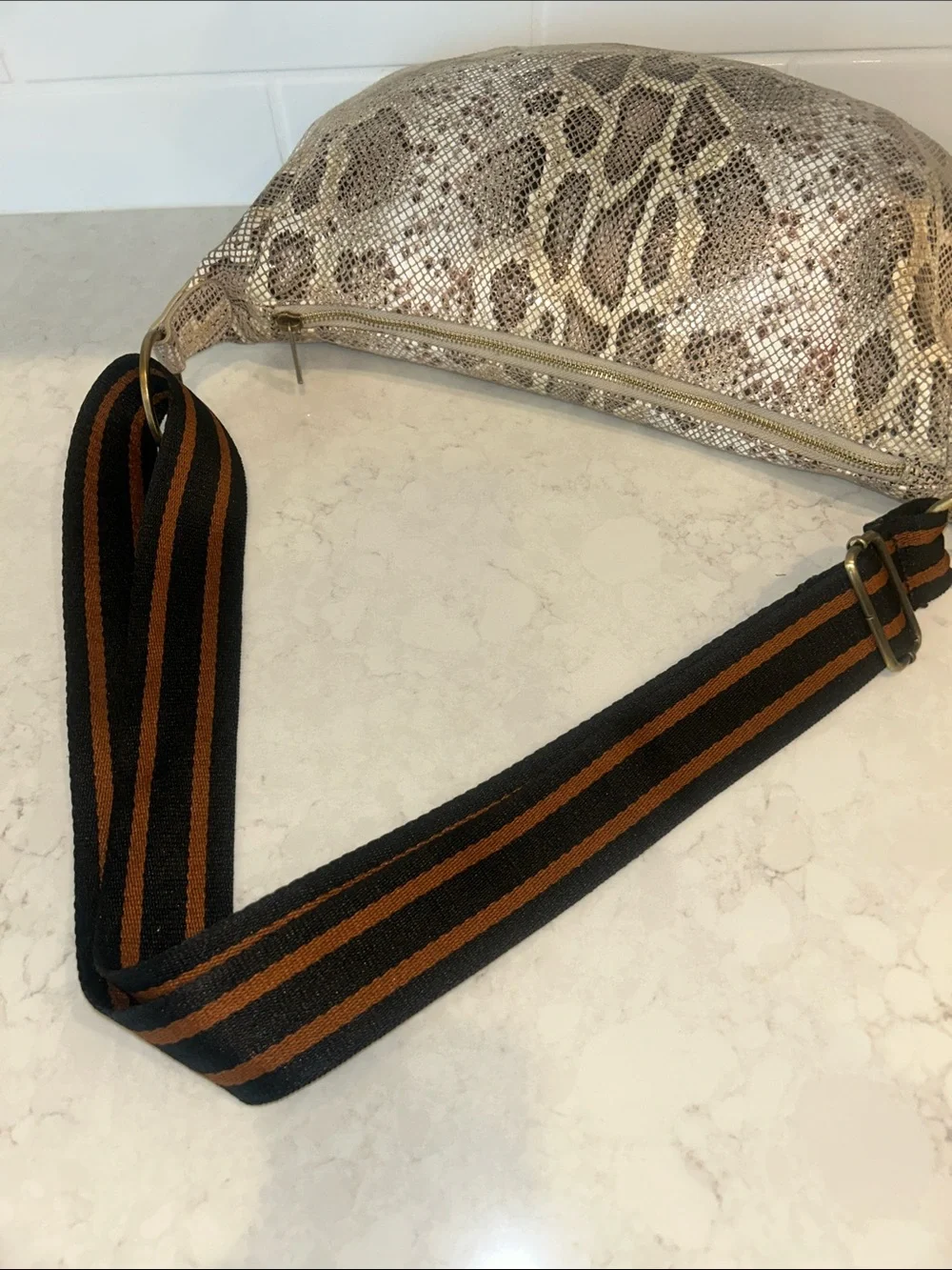 By Anthropologie Snake Print Leather Hobo Bag Shoulder Bag crossbody